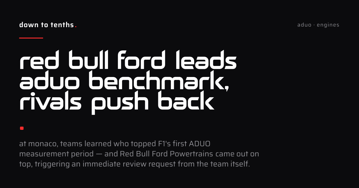 red bull ford leads ADUO benchmark, rivals push back
